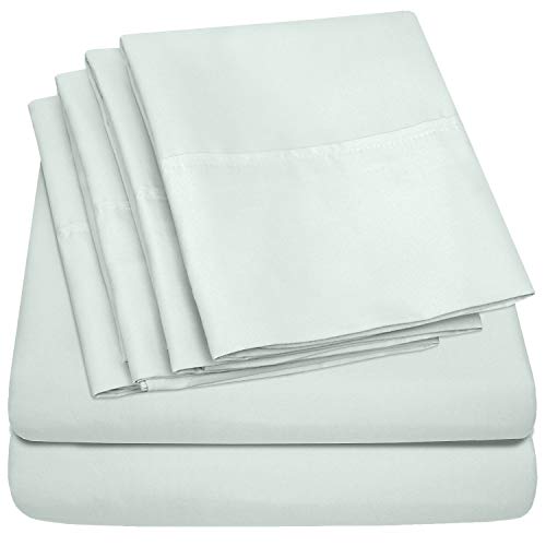 Sweet Home Collection 6 Piece Bed Sheets 1500 Thread Count Deep Pocket Fine Set Con Tasca Profonda In Microfibra, Federe Extra, Menta, King, 6 Unità