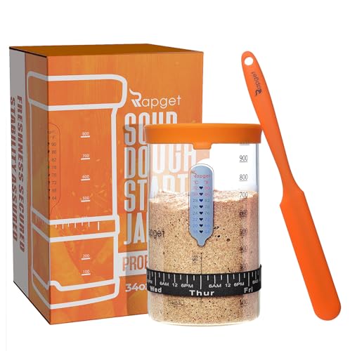 Sourdough Starter Kit, 34 Oz Di Grande Capacità Sourdough Starter Jar Di Vetro Con Data Contrassegnata Banda Di Alimentazione, Termometro, Pasta Acida