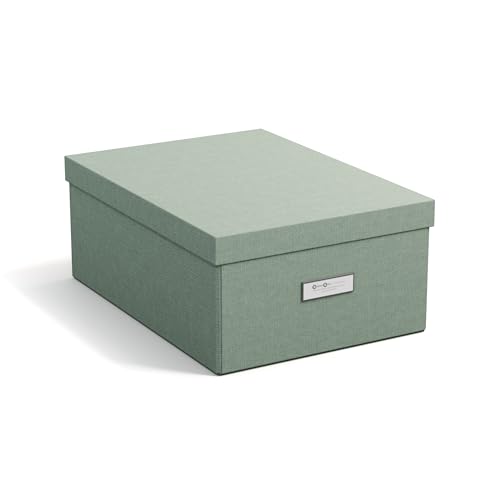 Bigso Box Of Sweden Katia Scatola Portaoggetti Di Medie Dimensioni Con Coperchio, Stabile Organizer In Fibra E Carta Effetto Lino, Pratica Scatola Pie