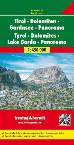Tyrol - Dolomites - Lake Garda - Panorama Road Map 1:450 000 by Freytag