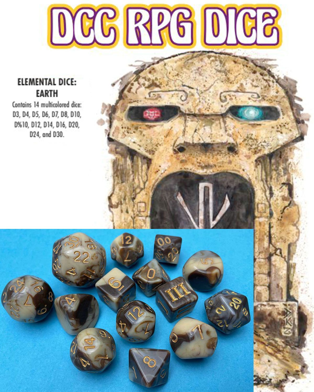 LIbri UK/US Dcc Rpg Dice Set Elemental Dice: Earth