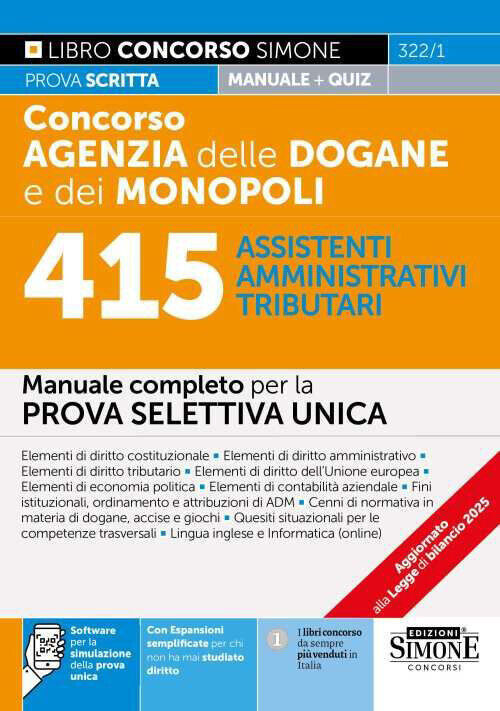 Concorso Agenzia Dogane e Monopoli. 415 assistenti amministrativi tributar...