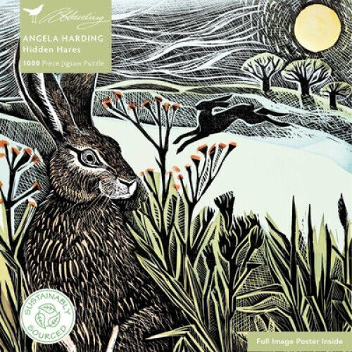 Adult Sustainable Jigsaw Puzzle Angela Harding: Hidden Hares: 1000-pieces.