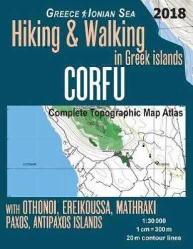 Corfu Complete Topographic Map Atlas 1: 30000 Greece Ionian Sea Hiking &