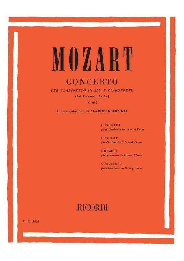 Concerto Per Clarinetto In Sib E Pianoforte - Mozart - Dal Concerto In La Kv 622