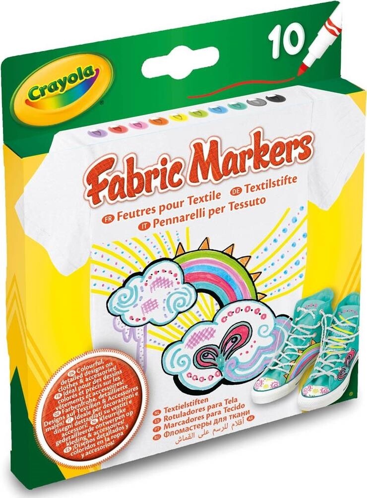 Crayola: 10 Pennarelli Per Tessuto -
