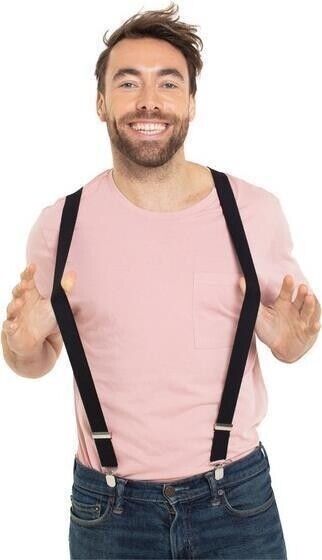 Folat: Suspender Uni Black. Bretelle Tinta Unita Nere -