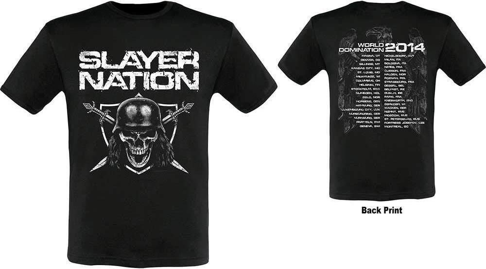 Slayer: Slayer Nation 2014 Dates (Ex-Tour With Back Print) (T-Shirt Unisex Tg. M