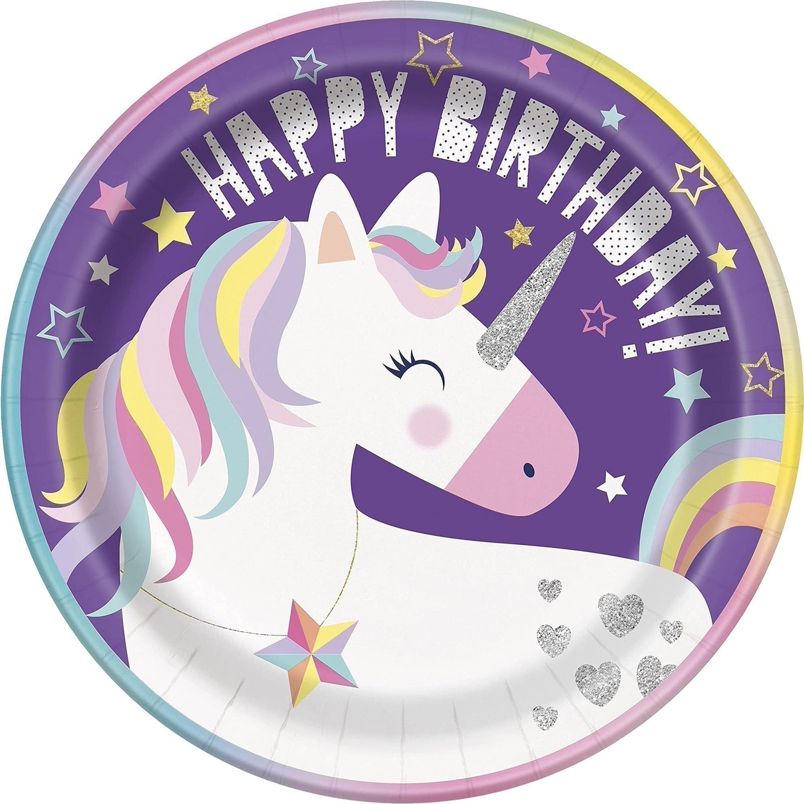 Unique Party: 8 Unicorn 9In Plt Sup -
