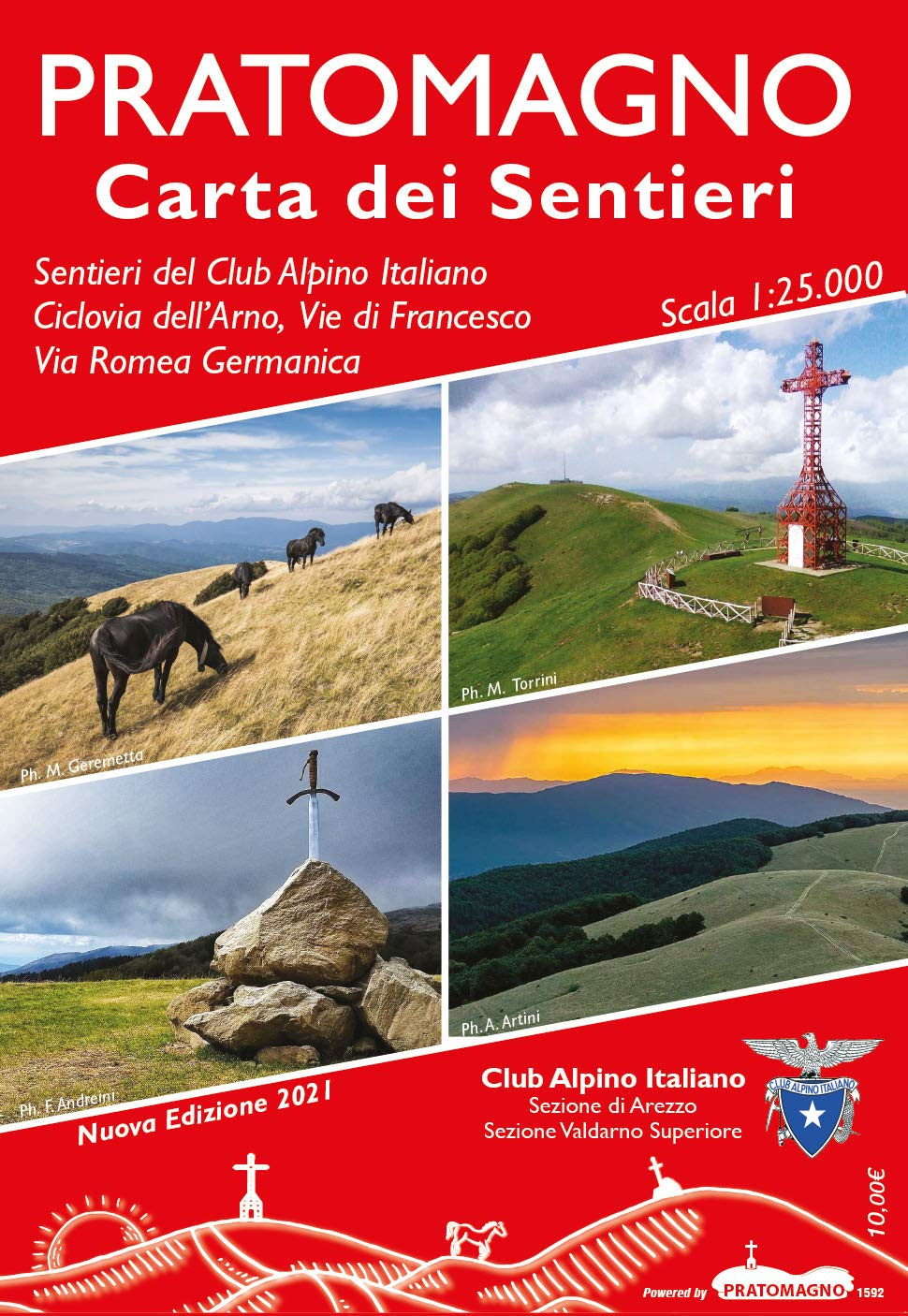 9788894809299 Carta dei sentieri del Pratomagno - CAI Arezzo-CAI Valdarno superi