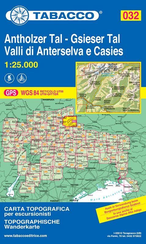 Valle di Anterselva. Valle di Casies 1:25.000: 032 [Mappa] TABACCO