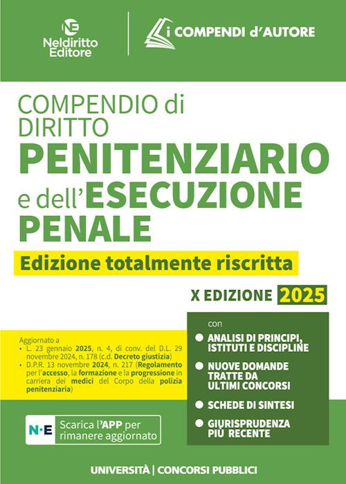COMPENDIO DI DIRITTO PENITENZIARIO E DELL'ESECUZIONE PENALE  - Cataneo C. -
