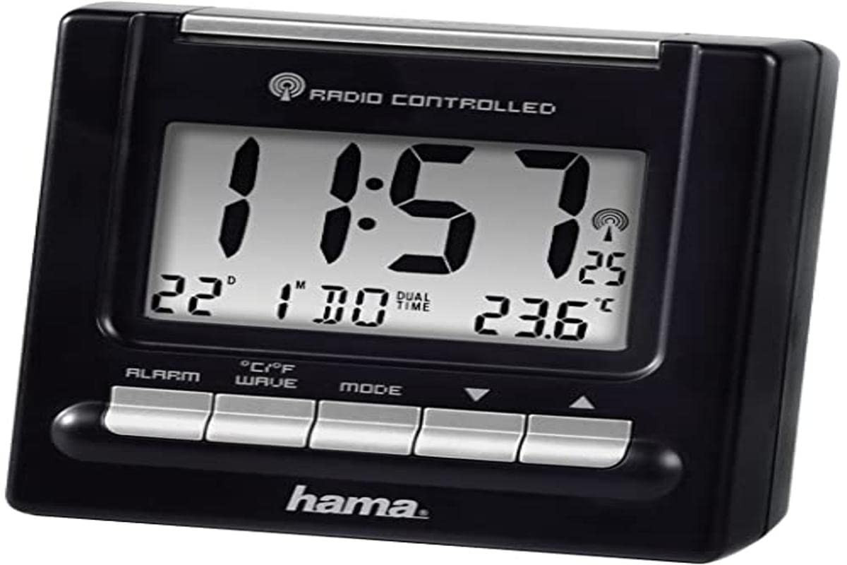 hama digitaler Funkwecker RC200 schwarz NUOVO