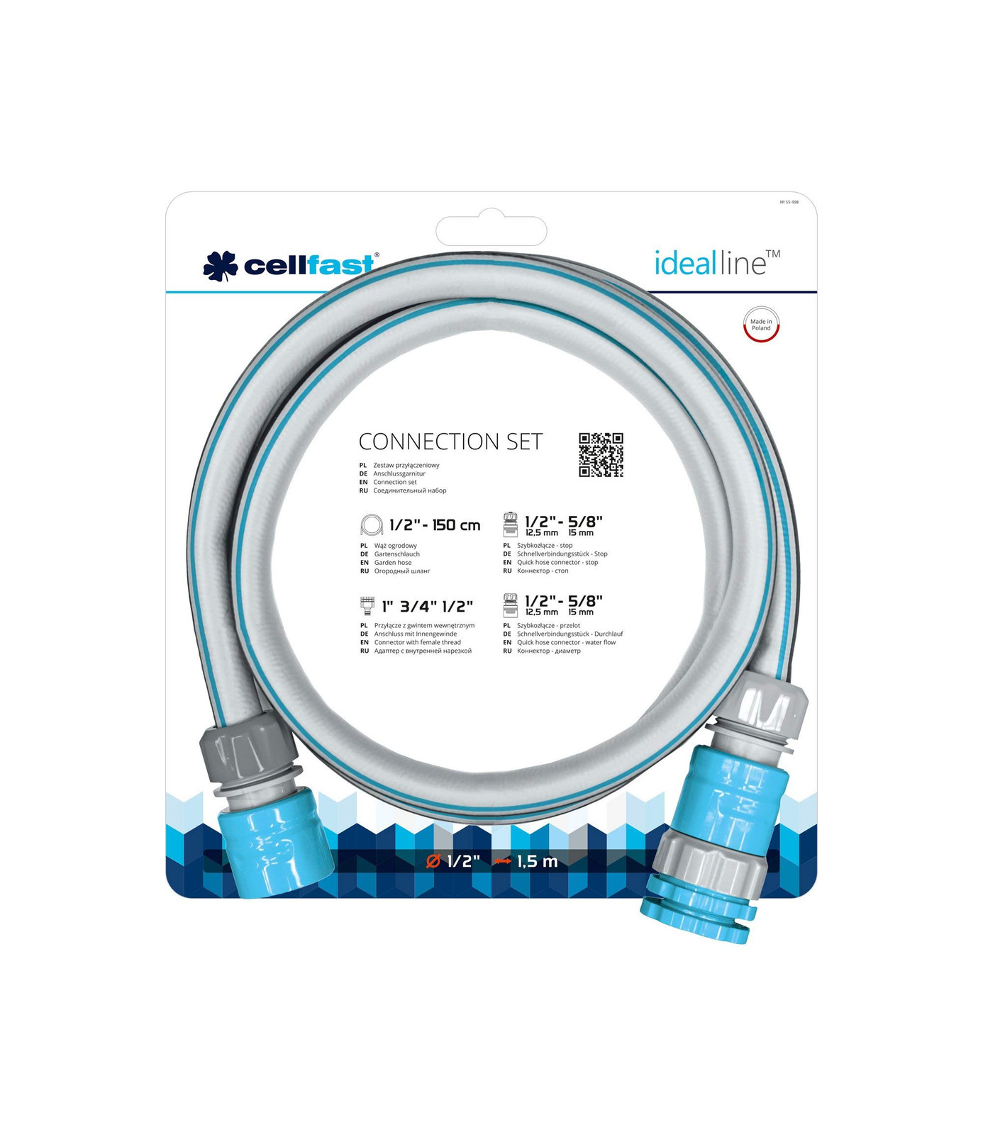 Quick Connection Set For Hose Reel Cart Cellfast + 12,5 Mm 3 Pieces NUOVO