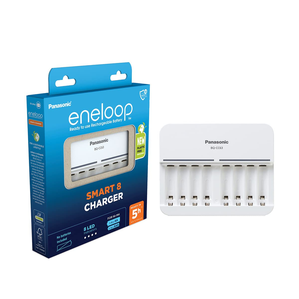 eneloop Smart 8 Charger BQ-CC63 Akku-Ladegerat NUOVO