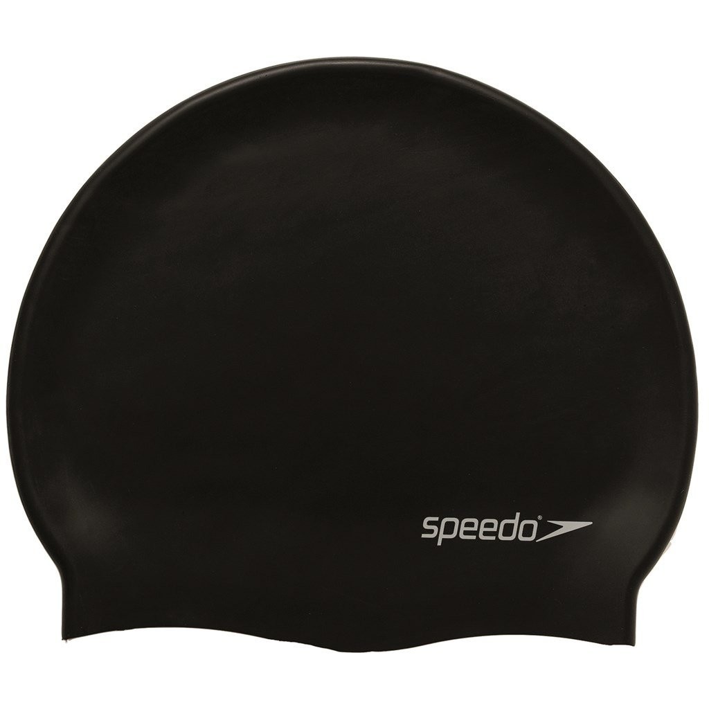 Swimming Cap Speedo Plain Flat Black Silicone NUOVO