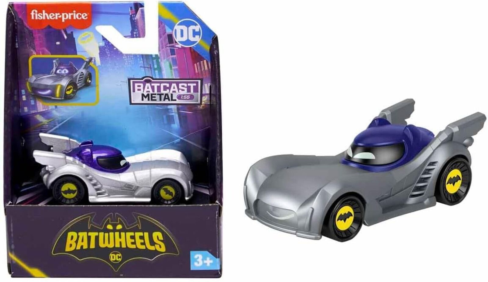 Fisher-Price DC Batwheels Armored Bam The Batmobile, veicolo in scala 1:55 età 3