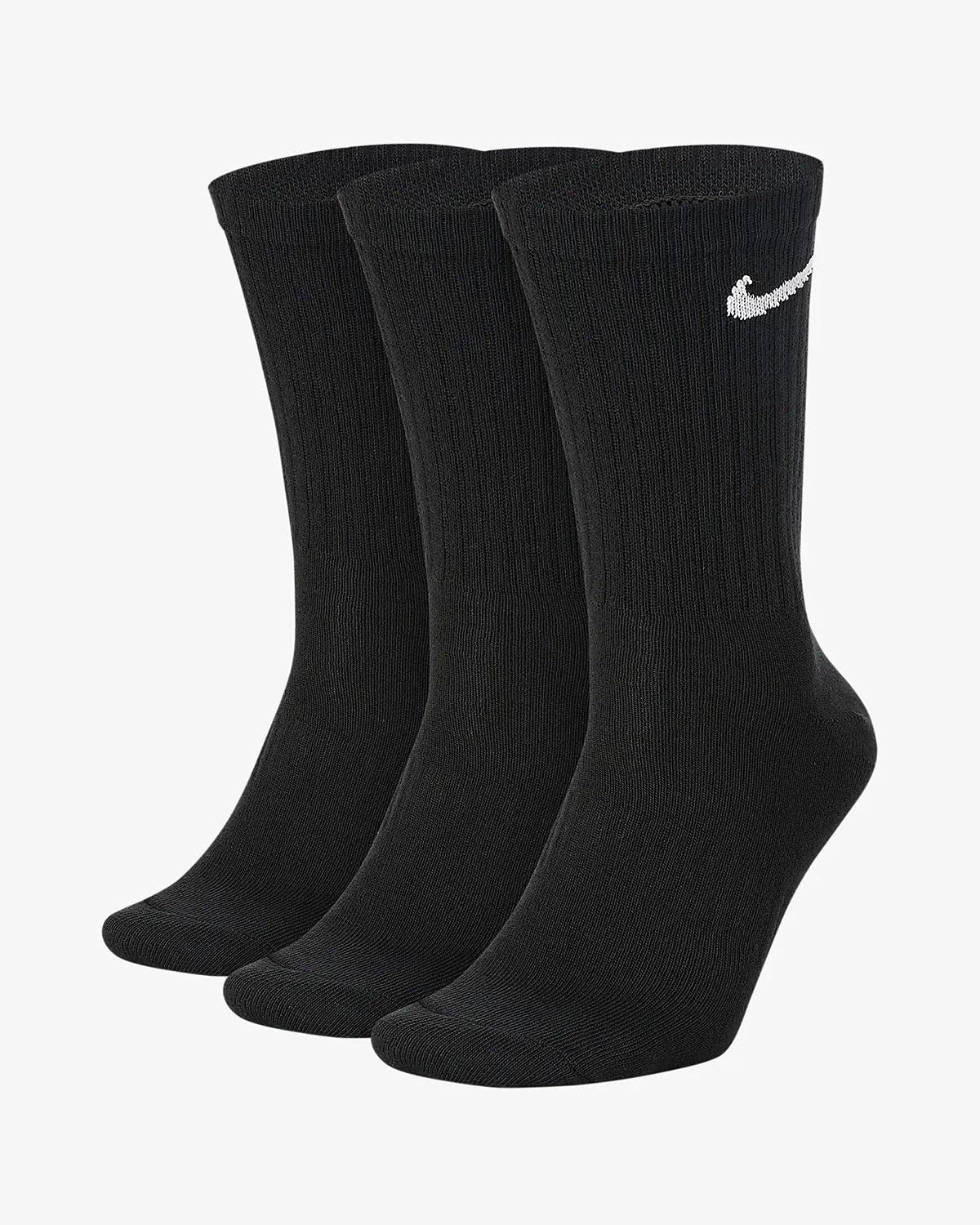 Sports Socks Nike  Everyday Cushioned Sx7664 Black Nylon (3 Pcs)  Clothing NUOVO