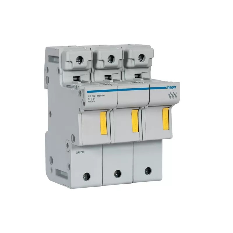 Hager lr603 portafusibile 14x51 3p 4 5 moduli din