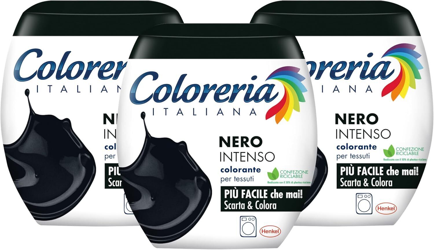 Coloreria Italiana Grey Colorante Vestiti in Lavatrice, Nero Intenso, 3 Pezzi
