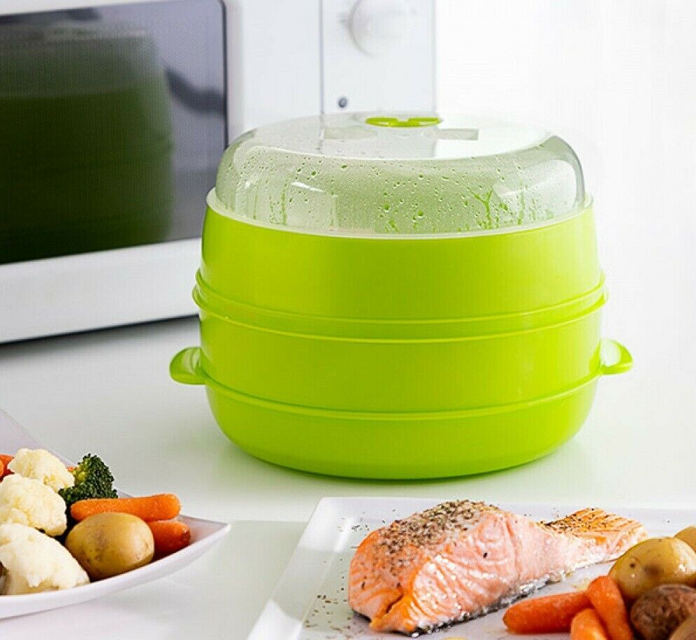MICROWAVE DOUBLE STEAMER VAPORIERA DOPPIA PER MICROONDE