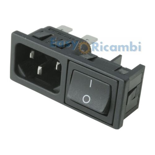 INTERRUTTORE BIPOLARE CON PRESA DA PANNELLO 10A 250V DIMENSIONE 55x20mm