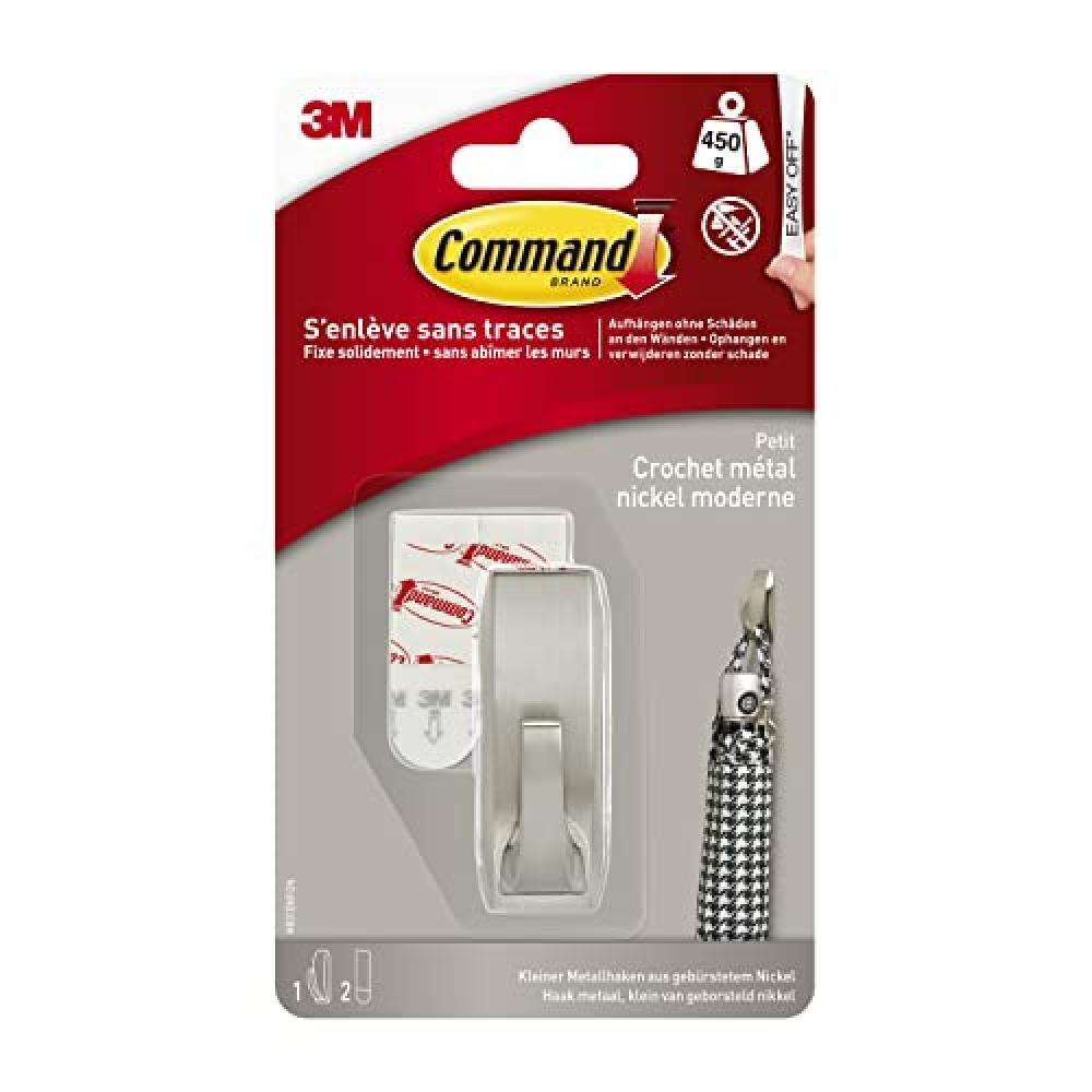 Command MR01-BN - Gancio piccolo in metallo spazzolato con riflessi moderni - NU
