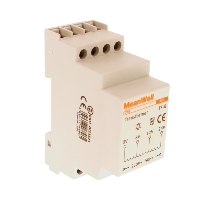 MeanWell Trasformatore Campanello Modulare Per Citofoni e Videocitofoni 2M 8V