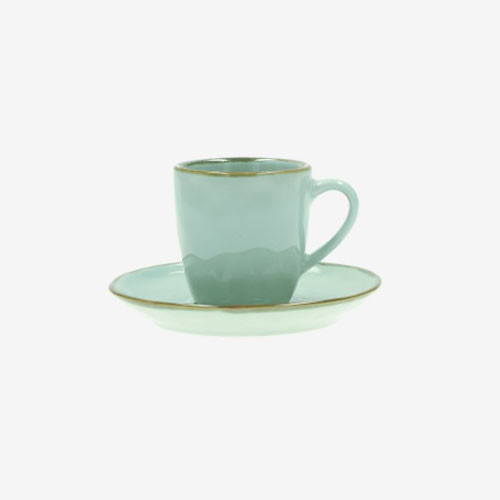 ROSE E TULIPANI TAZZA CAFFE' con PIATTO Concerto Verde Acqua R134600015