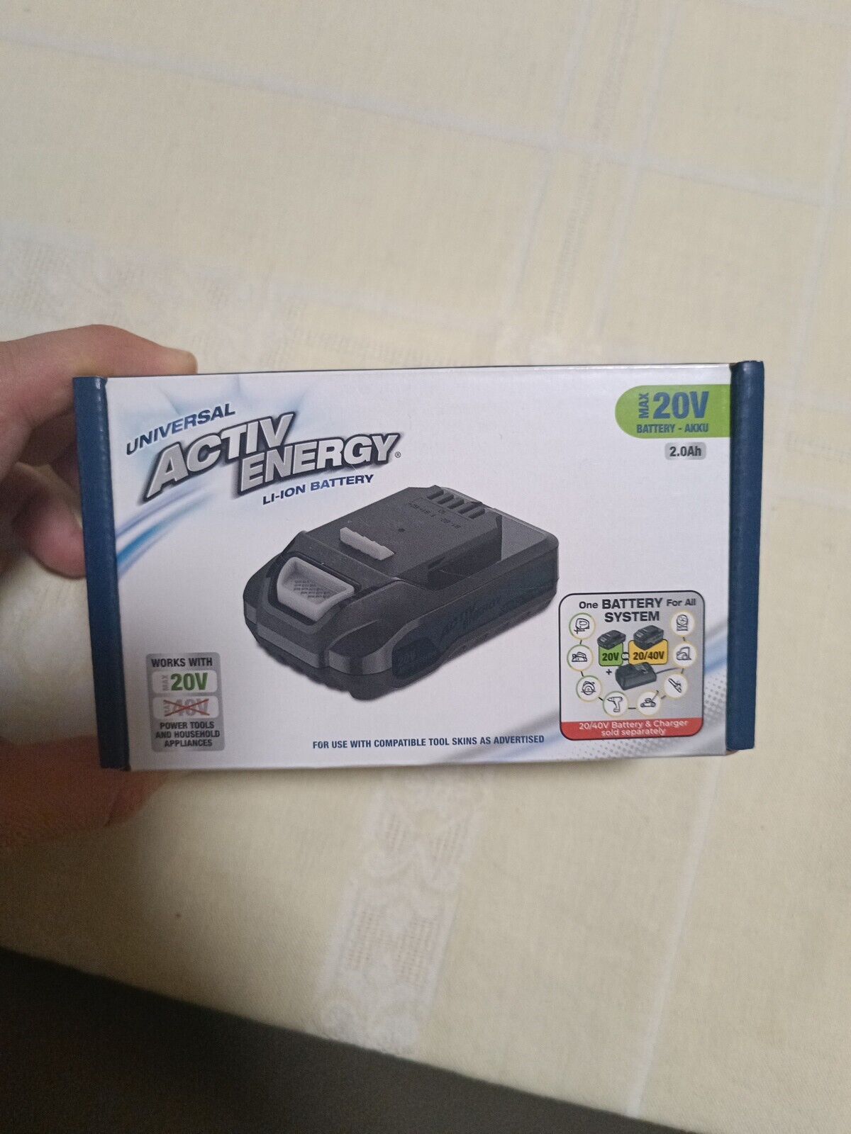 ACTIV ENERGY Li-Ion Battery, 20 Volt, 2.0 Ah, 36 Watt hours, for Ferrex