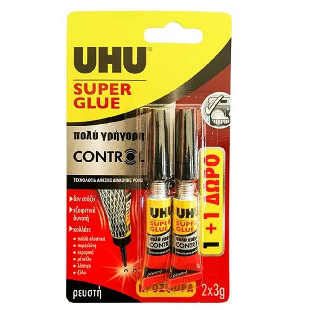 Controllo adesivo colla UHU SUPER - Extra forte e veloce - 1 confezione da tu...
