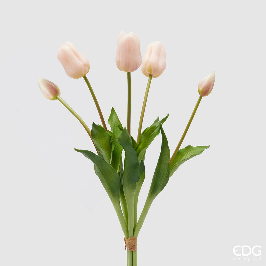 EDG Enzo De Gasperi EDG Enzo De Gasperi Bouquet 5 Tulipani con Foglie Artificial