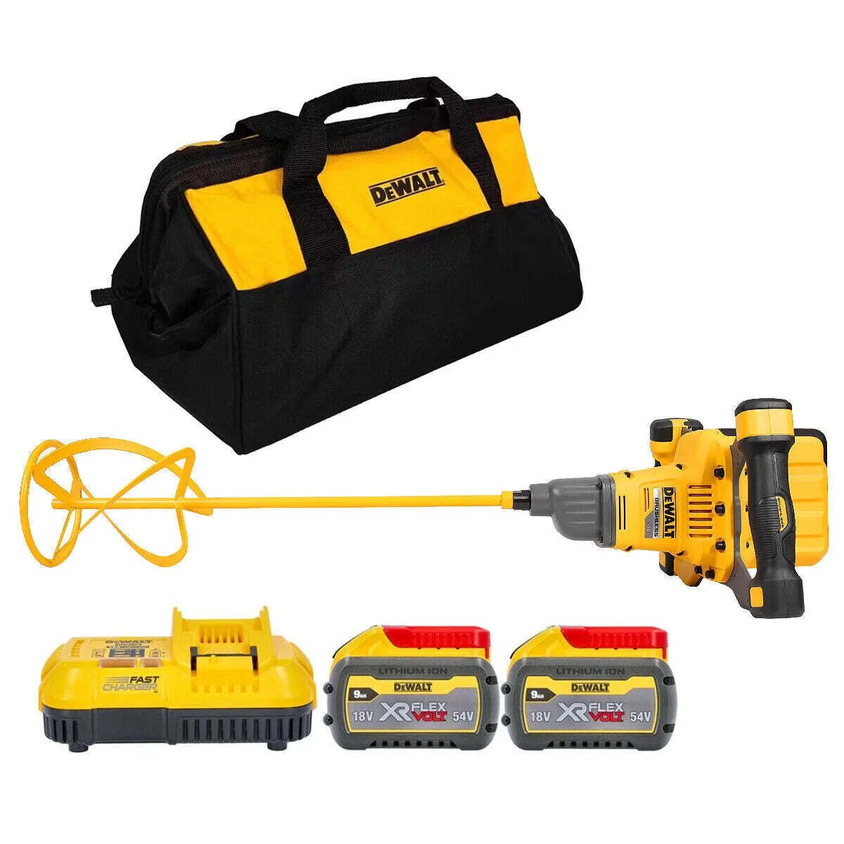 DEWALT DCD240X2-QW Miscelatore a doppia impugnatura con 2 batterie XR Flexvolt