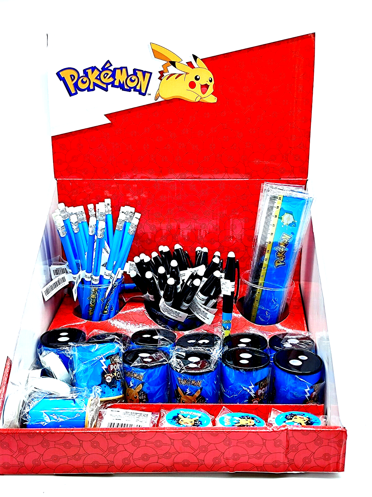 POKEMON SET COMPLETO MATTITA + RIGHELLO + PENNA CANCELLINA + TEMPERINO + GOMMA