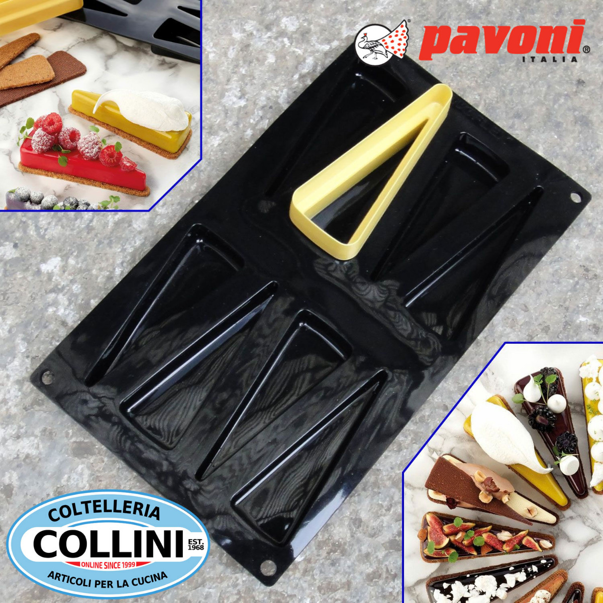 Pavoni - Stampo in silicone SLAKE Tortiera fetta di torta - 8 impronte