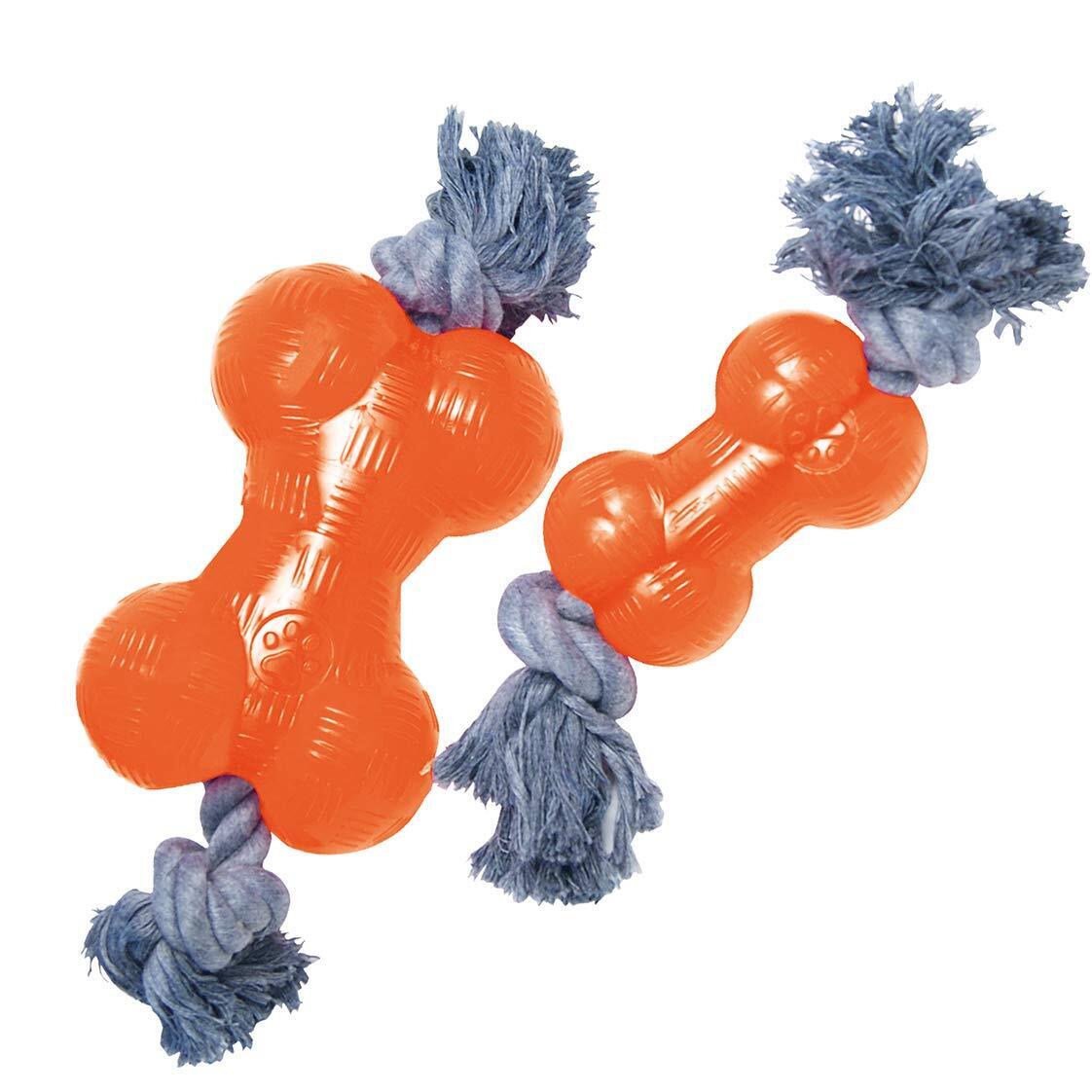 gloria TPR Orange Rubber Bone with Rope (Small), One Size zzzz-s Orange