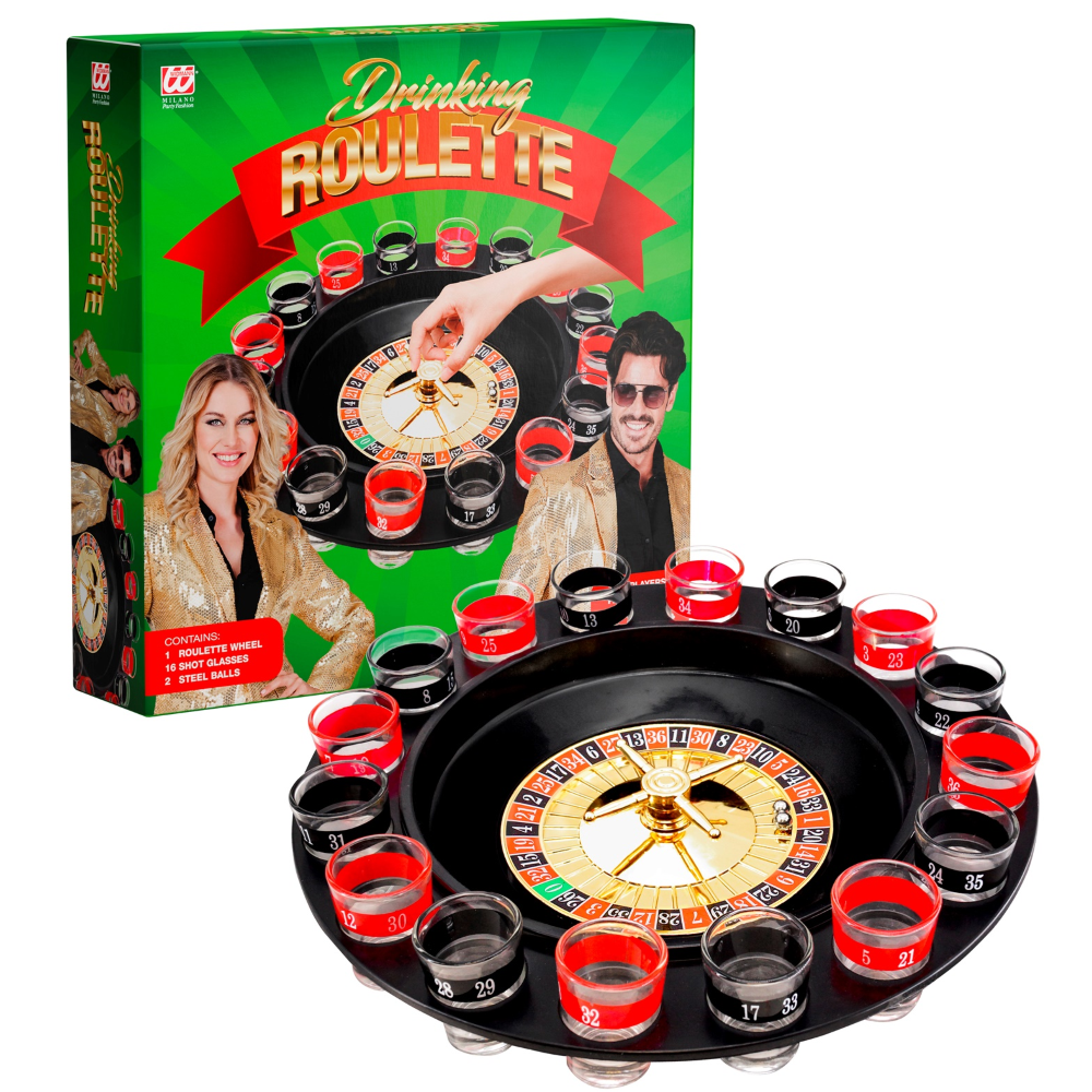 GIOCO ROULETTE RUSSA ALCOLICA DA TAVOLO FESTE CON AMICI RUOTA BICCHIERINI SFERE