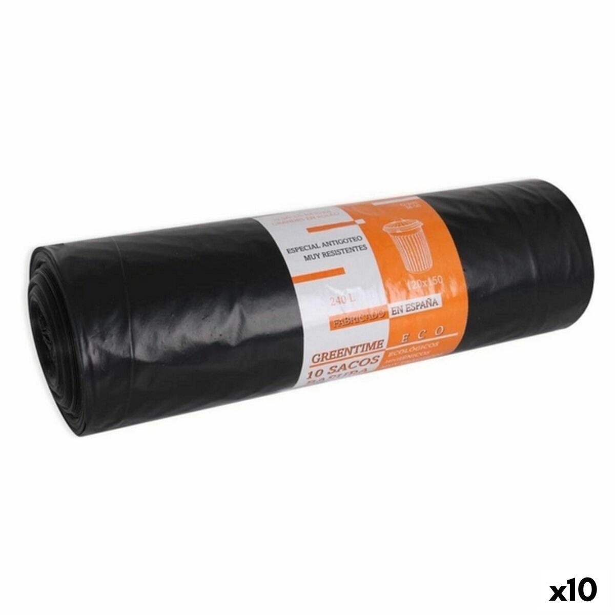 Sacchetti per la Spazzatura Eco Green Time 48955 Nero [10 Unità] [10 uds]