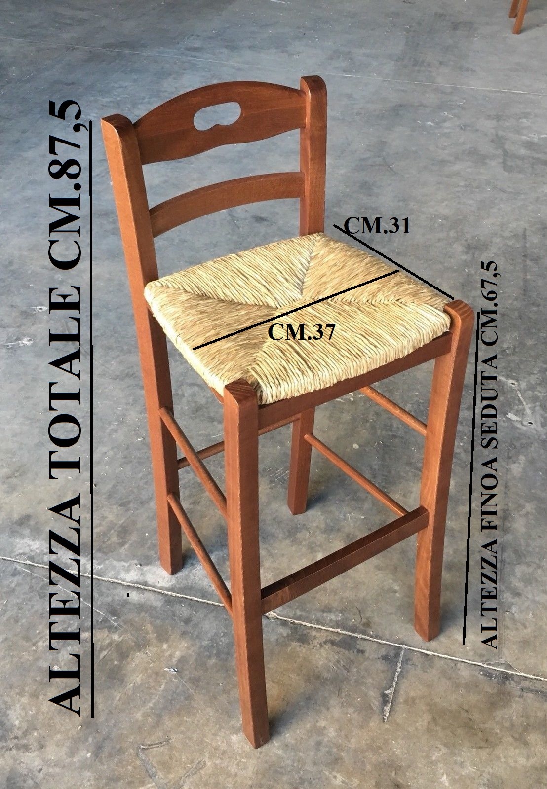 SGABELLO SEDIA PAGLIA SNACK SCHIENALE NOCE LEGNO RISTO PIZZERIA PUB  9 2022