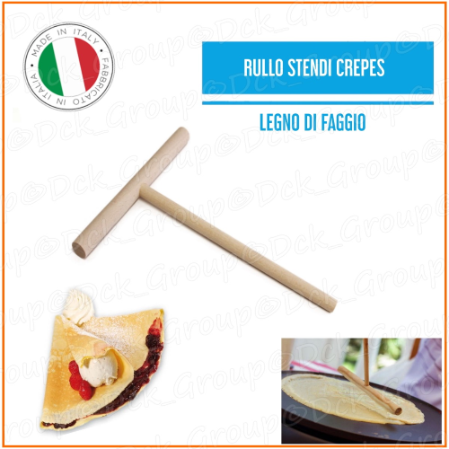 Spatola Rullo Stendi Pastella Crepes Crespella Legno di Faggio Made in Italy