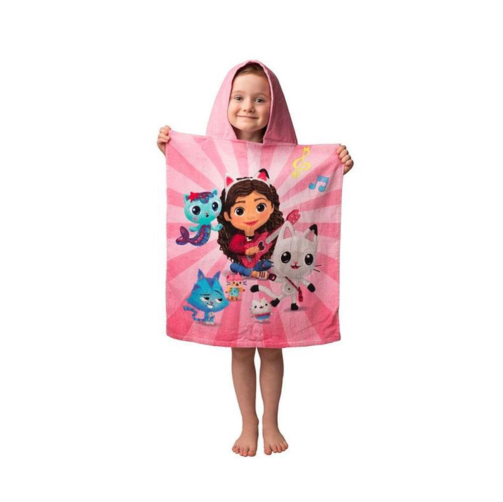 Gabbys Casa Delle Bambole Cappuccio Poncho Asciugamano 100% Cotone Gatti Bambine