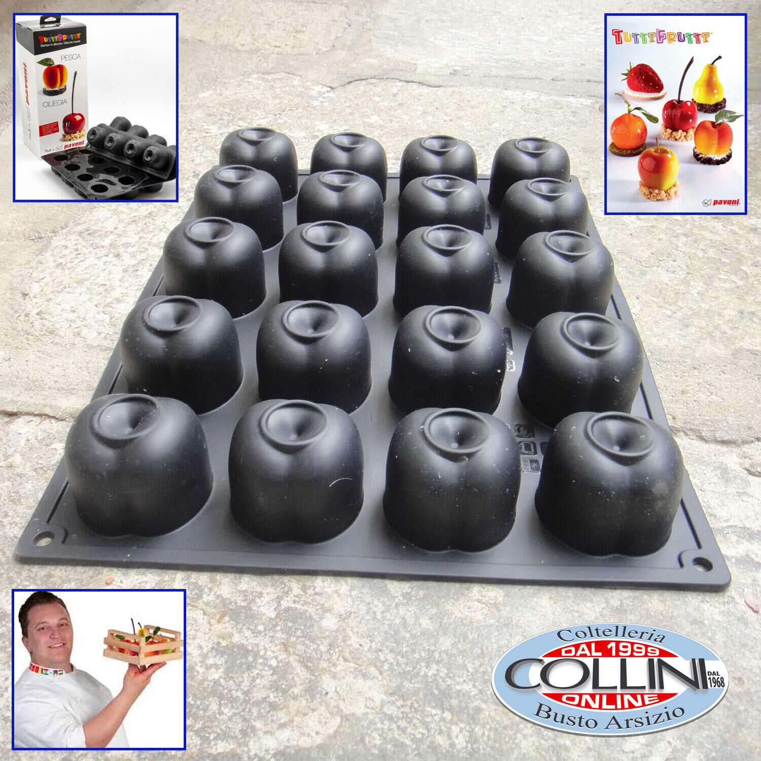 Pavoni - Stampo in silicone linea Pavoflex 20 impronte pesca-ciliegia