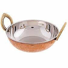 Zap Impex - Set di 4 ciotole indiane in rame e acciaio INOX martellato Karahi co