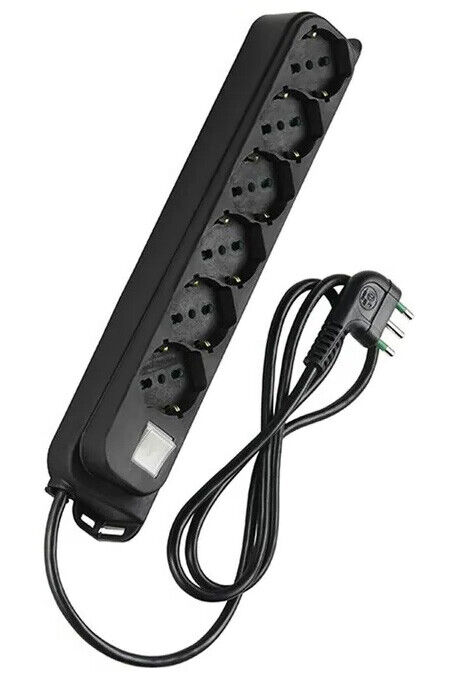 Fme Multipresa 6 Posti Schuko con Interruttore e Cavo 1,5m Nero