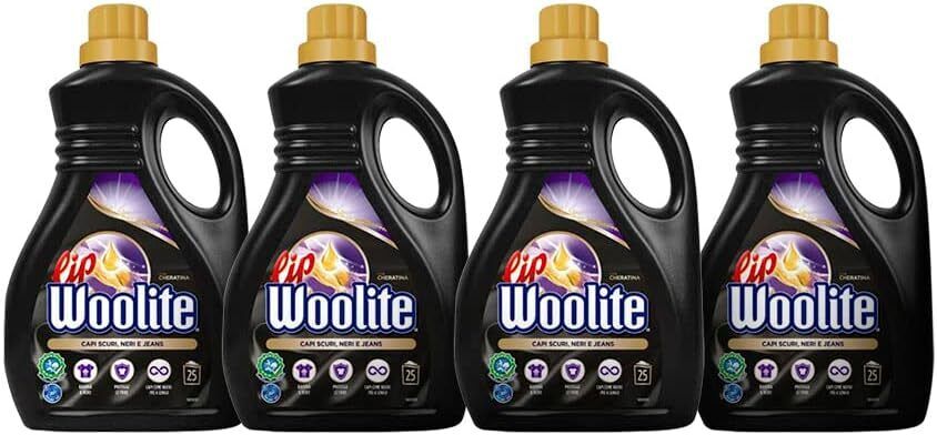 4pz Lip Woolite Detersivo Lavatrice Capi Scuri, Neri e Jeans 1,5L