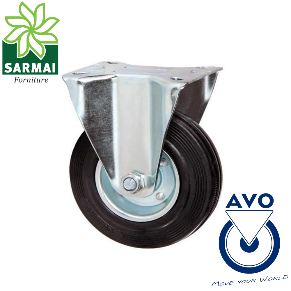 RUOTA AVO 80A RIVESTIMENTO IN GOMMA 180x50 MM IN GOMMA CON STAFFA SUPPORTO FISSO