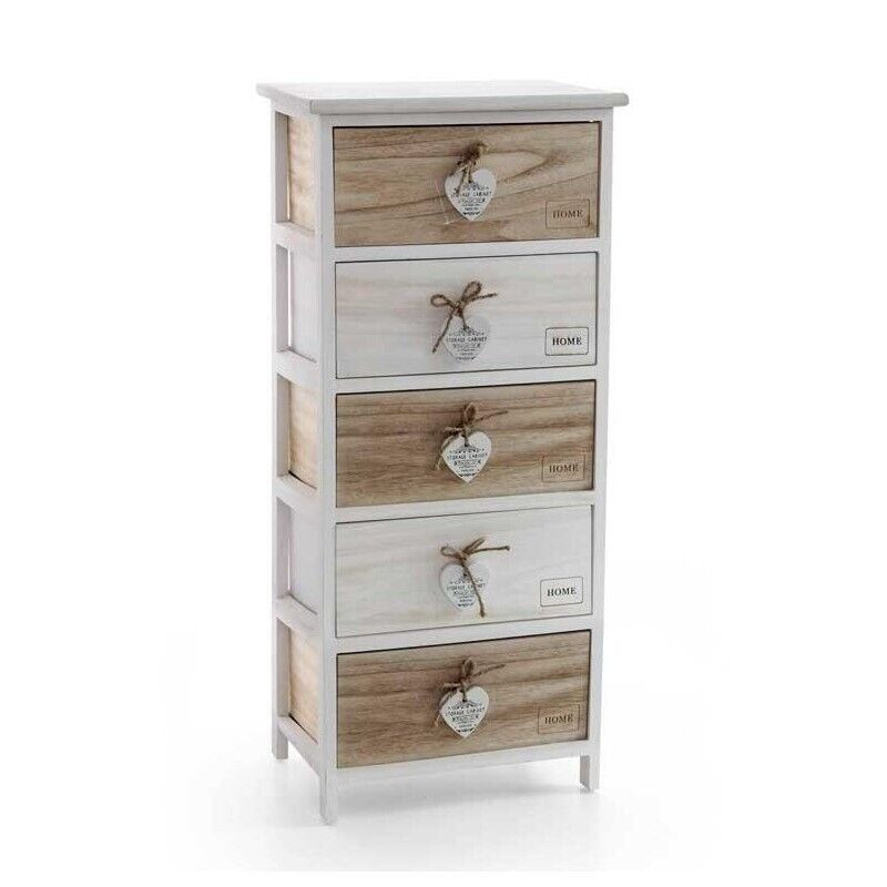 HOME CASSETTIERA IN LEGNO DECORATA A 4 CASSETTI 40 X 29 XH90 CM BICOLOR