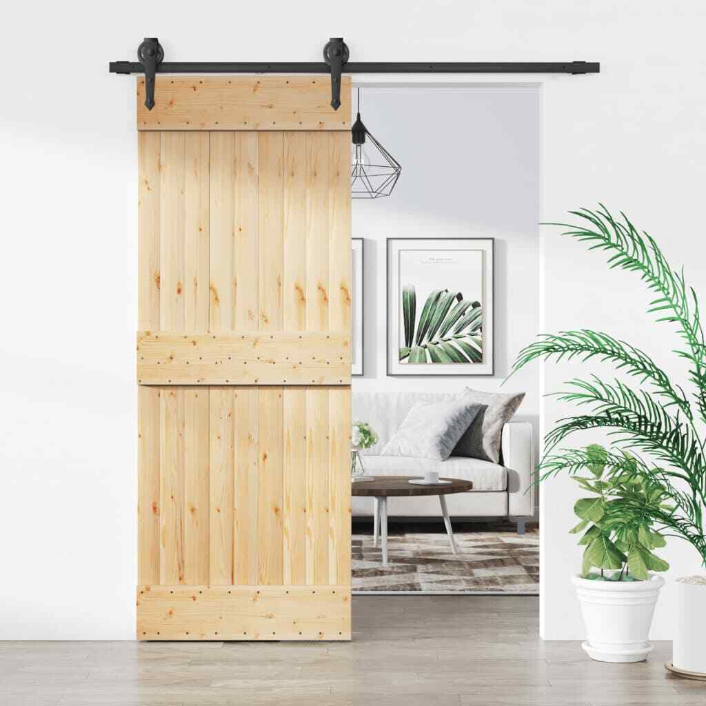 Porta Scorrevole con Set Hardware 80x210 cm Legno Massello Pino vidaXL