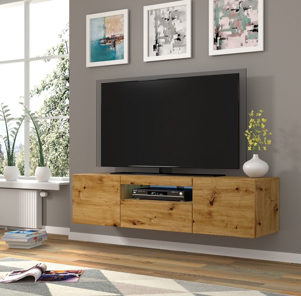 Mobile TV sospeso o a terra 150x42x37Cm STAND AURA Rovere