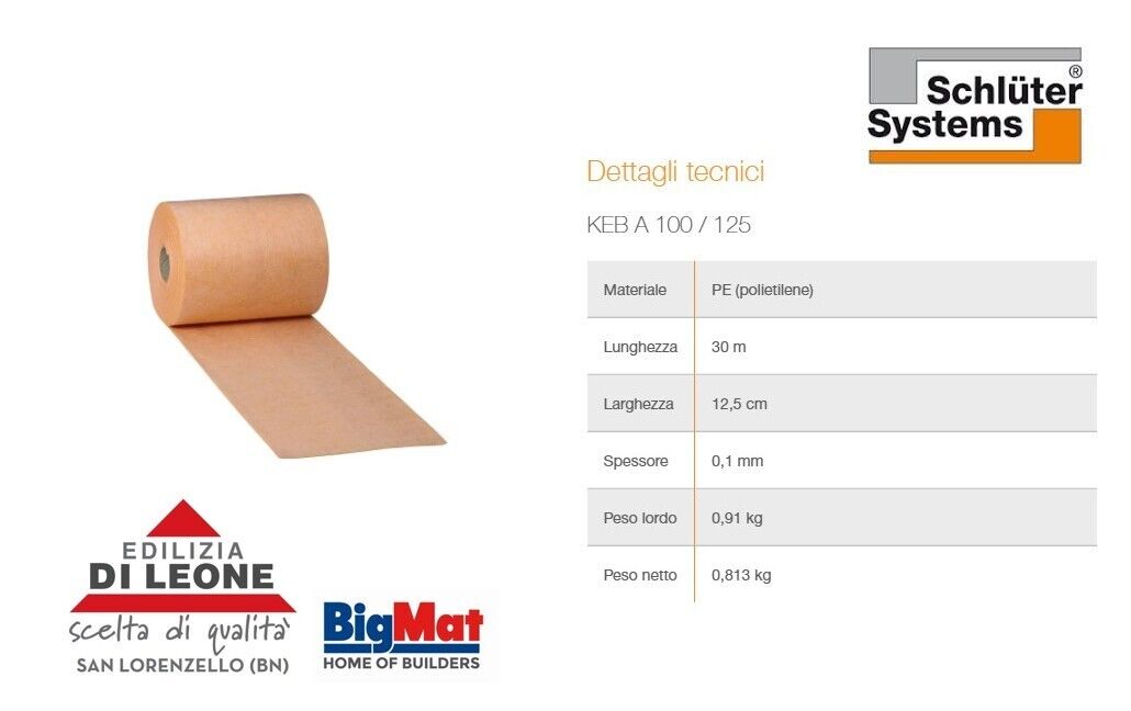 Kerdi Keba SCHLUTER Fascetta IMPERMEABILIZZAZIONE POLIETILENE 30m x 12,5cm